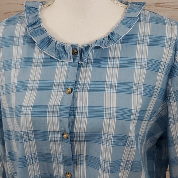 Madewell Colwell plaid Ruffle-Neck Top - Picture 3 of 7